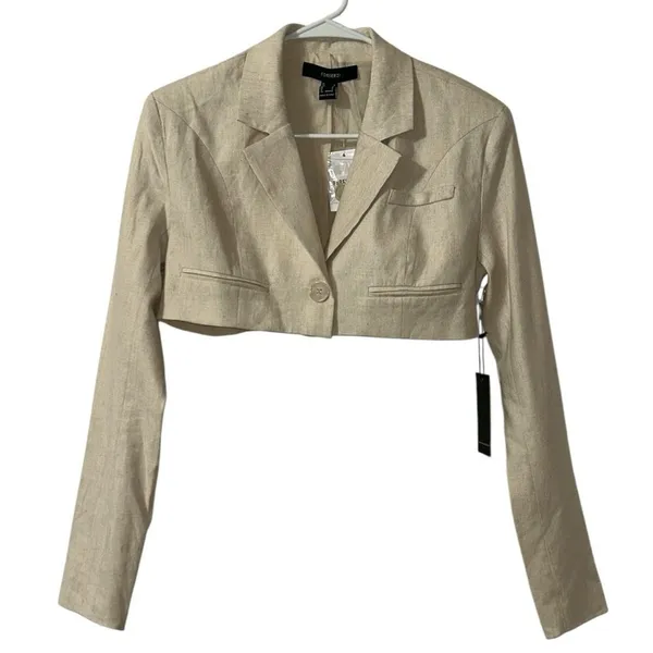 Forever 21 Beige Cropped Blazer(Size Small) - Image 5