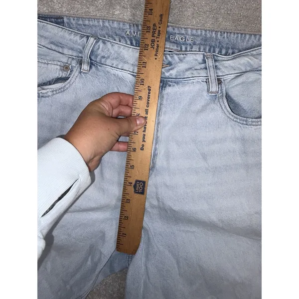 american eagle super high rise baggy wide leg ankle 14 Short Distressed Lt Wash - Image 8
