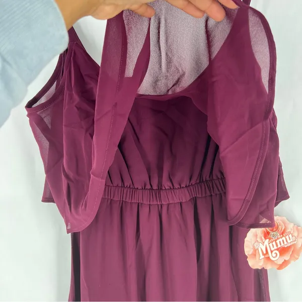 Show Me Your Mumu Flowy Ruffle Maxi Dress‎ in Merlot Chiffon NWT Size XS - Image 8