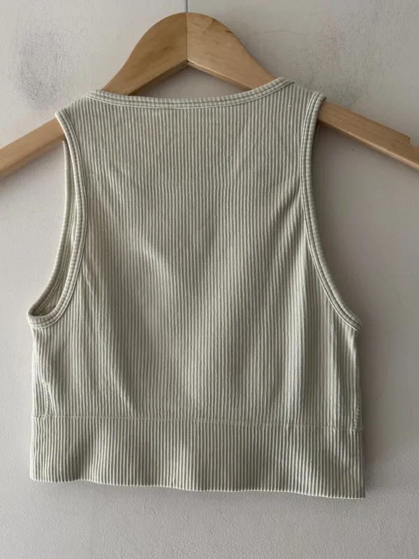 SKIMS Ribbed Crop Tank Top -‎ Beige Green - Image 3