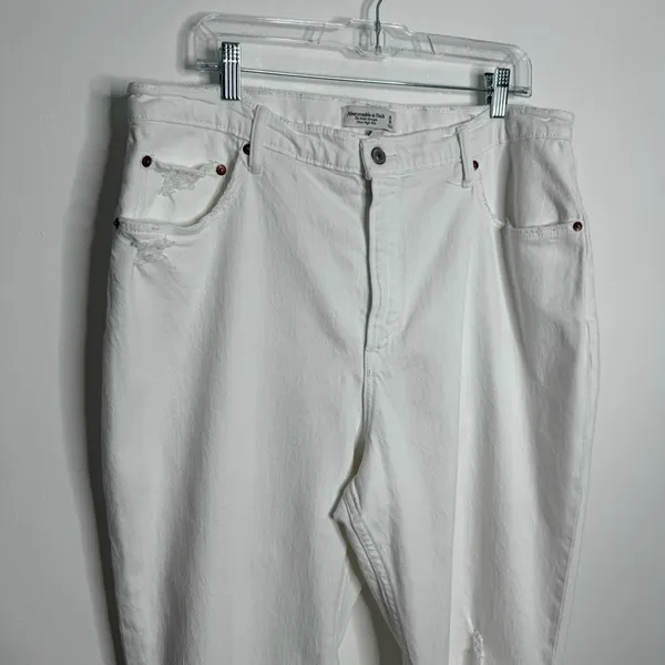 Abercrombie & Fitch Curve Love The Ankle‎ Straight Ultra High Rise White 34/18 - Image 5