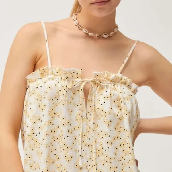 Urban Outfitters UO White‎ Sunflower Printed Romper S - Image 4