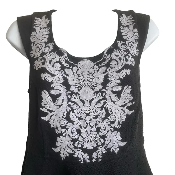 Y2K Free People Embroidered Peplum Top M Keyhole‎ Back Indie Sleaze Festival - Image 4
