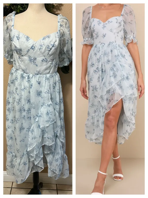 Lulus NWOT Luxe Brilliance Light Blue Floral Organza Floral Midi Dress - Image 2