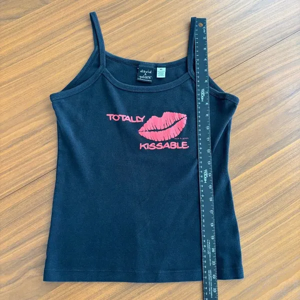 Y2K Vintage David and Goliath Totally Kissable Tank Top Cami Bimbocore Glam XL - Image 5