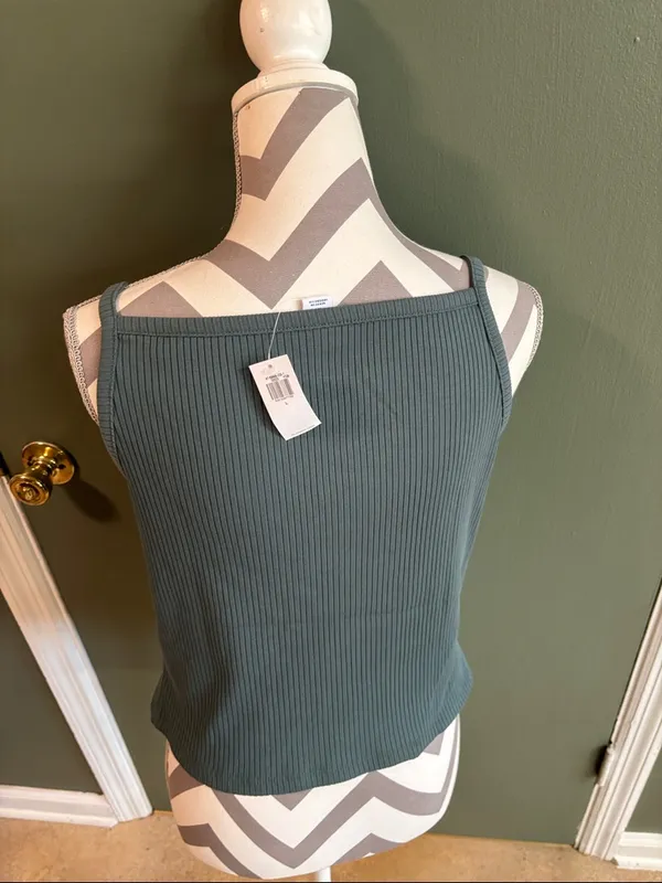 Old Navy Ribbed Square-Neck Tank Top - Teal Green - Image 2