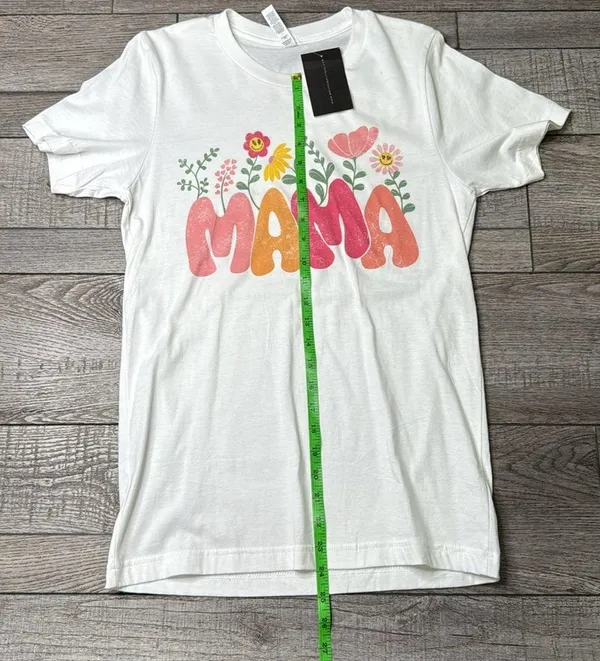 Bella Canvas T-Shirt - White with Floral Mama Design - Image 3