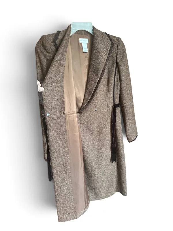 Liz Claiborne Dresses Atelier textured tweed wrap-style coat dress Brown 4 - Image 6