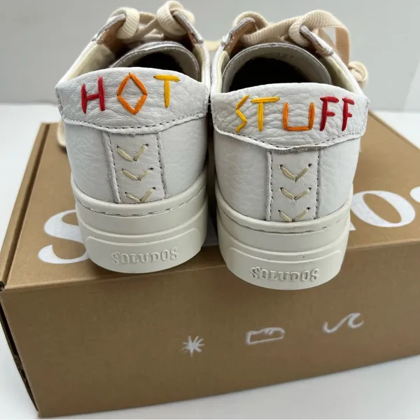 Soludos Hot Stuff Ibiza Platform Sneaker Womens Size 7 White‎ Multi Lace-Up NEW - Image 2