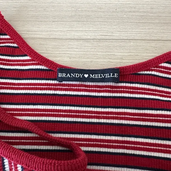 Brandy Melville Red and White Striped Top - Image 5