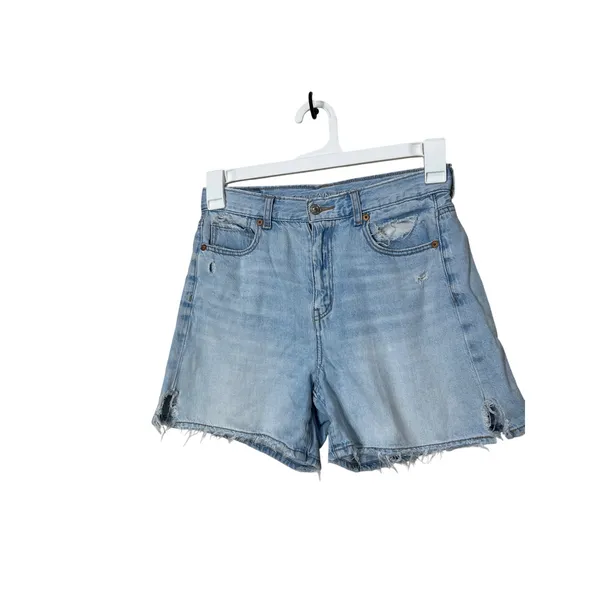 American‎ Eagle Denim Highest Rise Baggy Shorts Distressed Rips Raw Hem Size 4 - Image 3