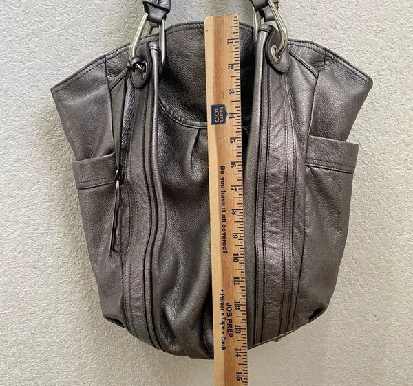 B. MAKOWSKY Metallic Silver Double Handle Shoulder Bag - Image 7
