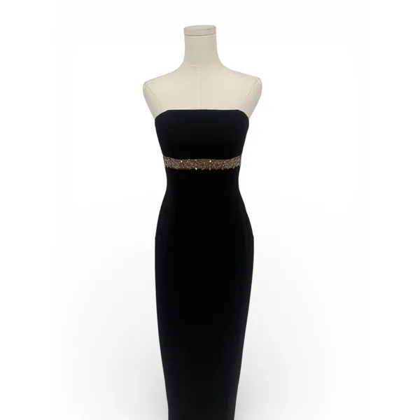 Jovani Strapless Black Column Gown Beaded Waist Sz 4‎ New - Image 4