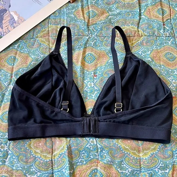 Lively Black Mesh‎ Trim Triangle Bralette Wireless Adjustable Straps Size 3 EUC Size M - Image 2