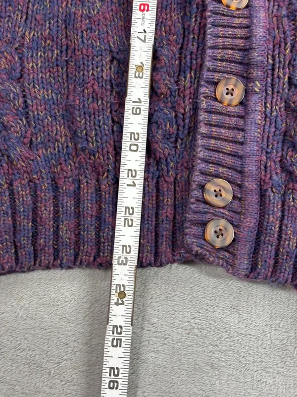 River Brand Arrow Cardigan Sweater Womens Medium Purple Chunky Knit Long Sleeve - Image 5