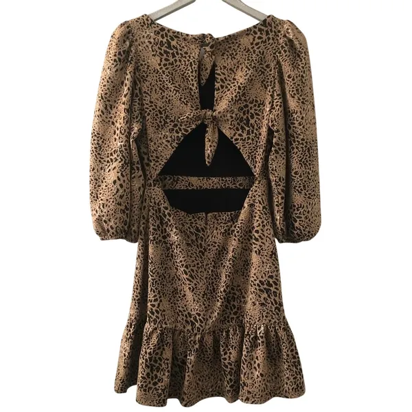 Anthropologie Maeve Leopard Print Knit Cut Out Mini Dress NEW - Image 2