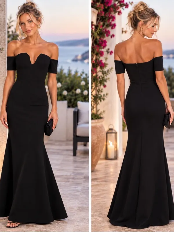 Lulus Lynne Off The Shoulder Maxi Dress Black - Image 2