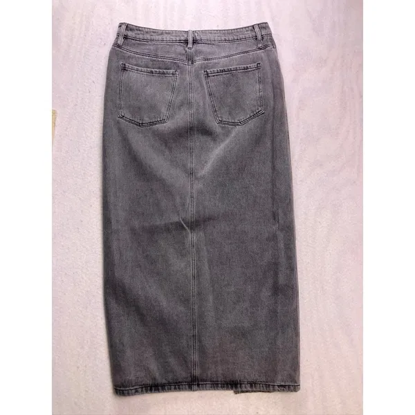 West of Melrose Denim‎ Maxi Skirt Womens 30 Gray Front Slit High Rise Long Jean - Image 7
