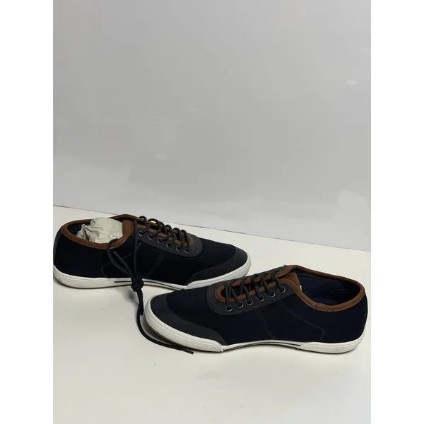 Aldo Mens Navy Blue Brown Round Toe Low Top Lace-Up Sneaker Shoes Size 8 New - Image 4