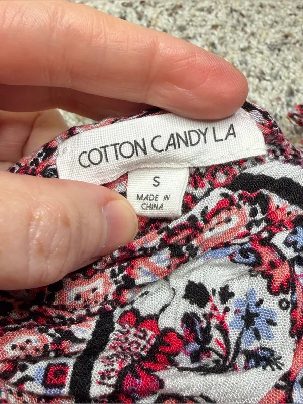 Cotton Candy LA Floral Paisley Spaghetti Strap Cropped Wide Leg Jumpsuit Small S - Image 5