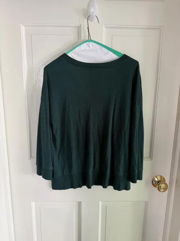 Lilla P Forest Green Henley Knit Top - Image 4