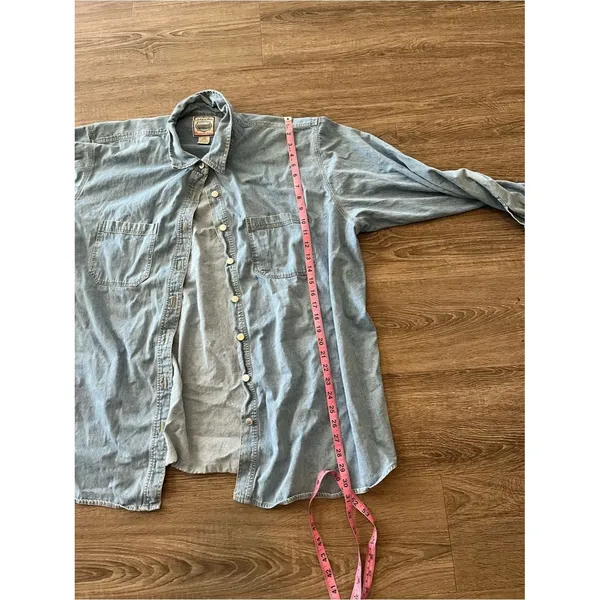 Vintage St Johns Bay Button Up Shirt Womens 24W Light Blue Denim Chambray Y2K - Image 13