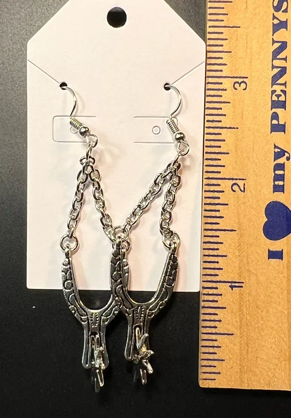 Handmade Silver Spur Earrings Western Earrings Cowgirl Earrings Boho Earrings - Image 3