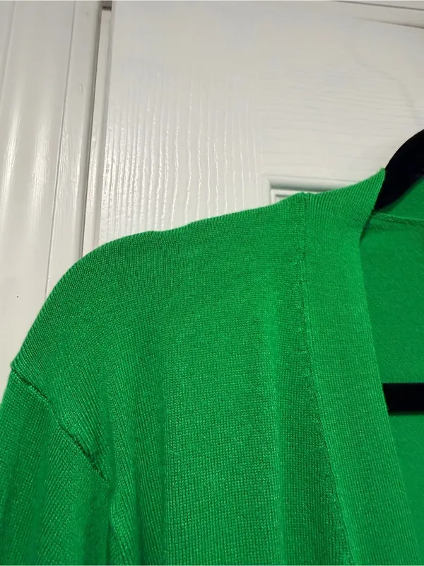 Tommy Hilfiger Size XL Kelly Green Open Front Cardigan Sweater Button Cuff - Image 5