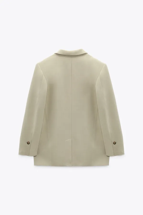 Zara blazer boyfriend relaxed ovsersize olive green casual Suit Jacket - Image 6
