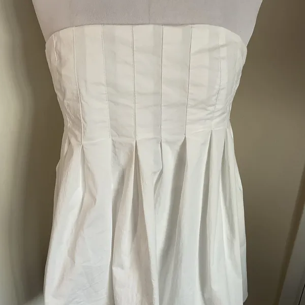 Commense White Strapless Mini Dress Large L Cotton Blend Structured Minimalist - Image 4