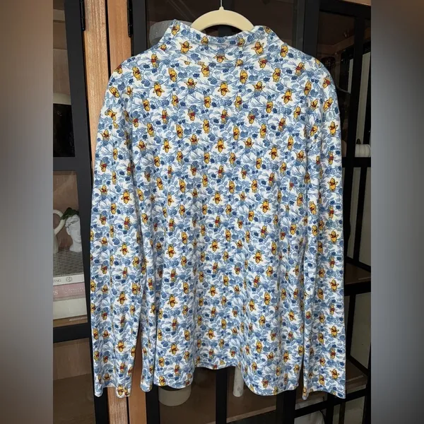 Vintage 90s Winnie The Pooh mockneck sweater long sleeve tee floral print disney - Image 3