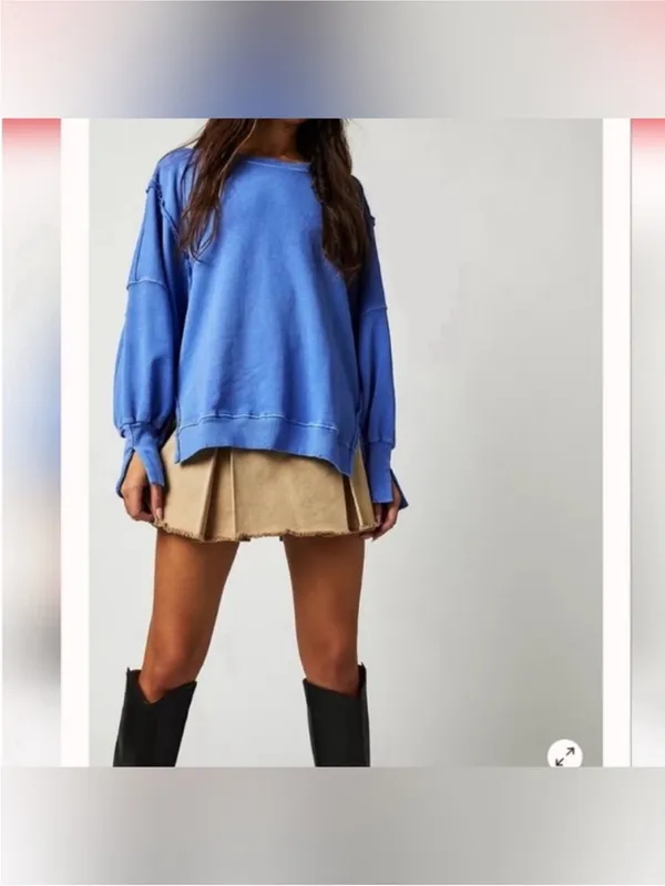 NWOT Free People We the Free Camden Sweatshirt - Blue Iris Periwinkle - Small - Image 4