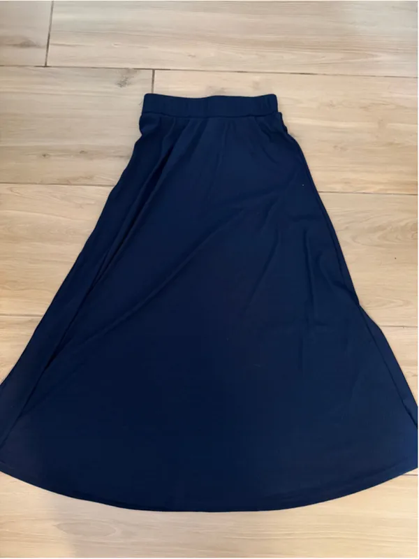 NEW Navy Blue Ribbed Maxi Skirt S - Image 2