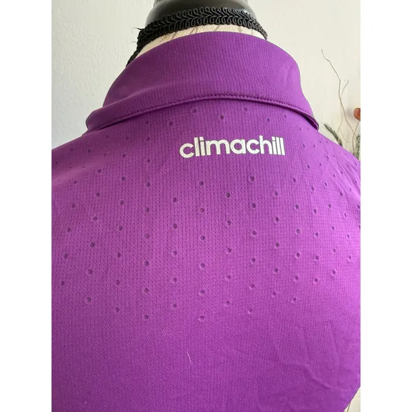 Adidas Climachill Purple Short Sleeve Polo‎ Shirt Womens Performance Activewear - Image 4