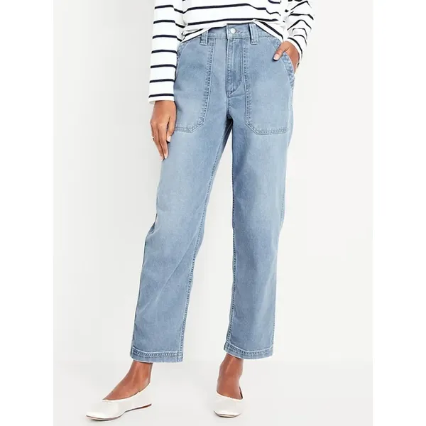 Old Navy OG Chino High Rise Utility Slouchy Ankle Denim Jeans Elastic Waist XL - Image 5