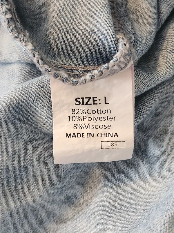Light Wash Lightweight Denim Button-Up Shirt Dress Size Large Coastal Cowgirl - Image 7