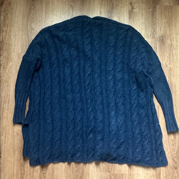 Free People Deep Blue Cable Knit Oversized‎ Sweater - Image 7