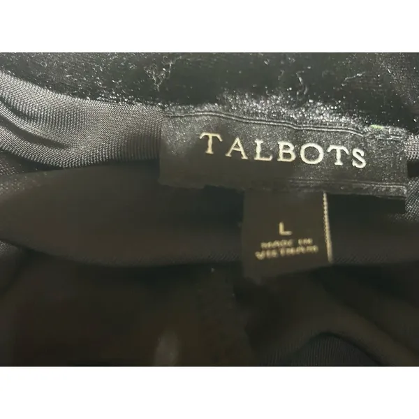 Talbots Women’s Large Black Velvet Top Long Sleeve Shirt Blouse Classic Chic - Image 3