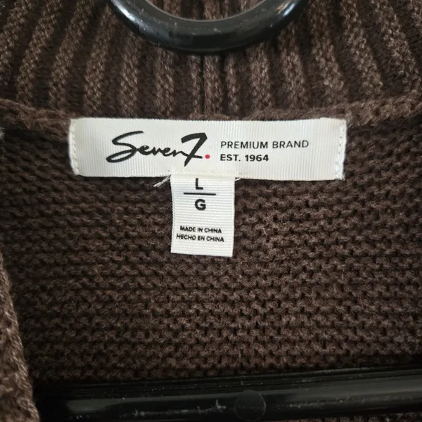 Seven7 Womens Cardigan Sweater Large Brown Oversized Open Front Cotton Knit NWT - Image 6