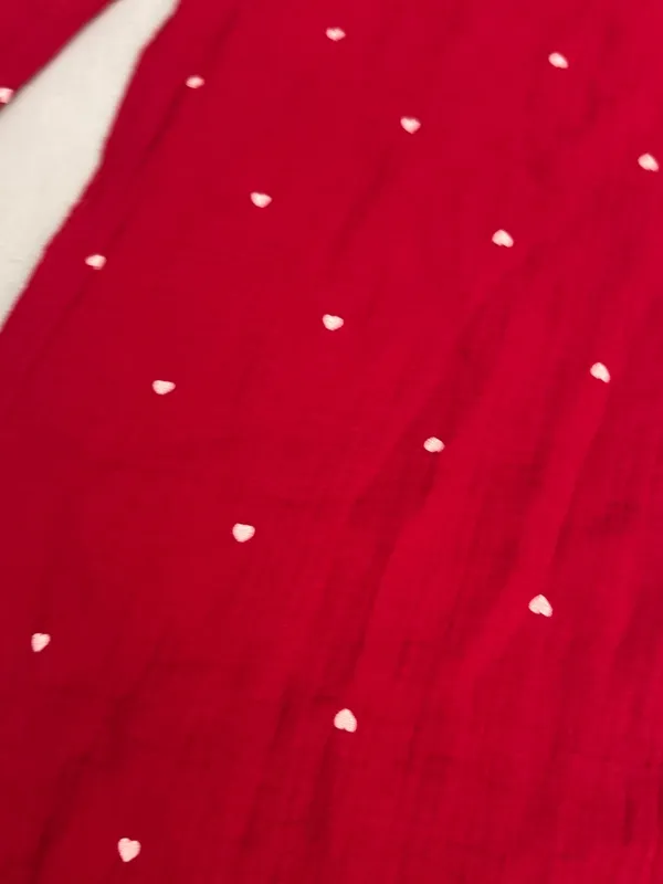 H&M Red Track Pants with White Heart Dots XXL - Image 2