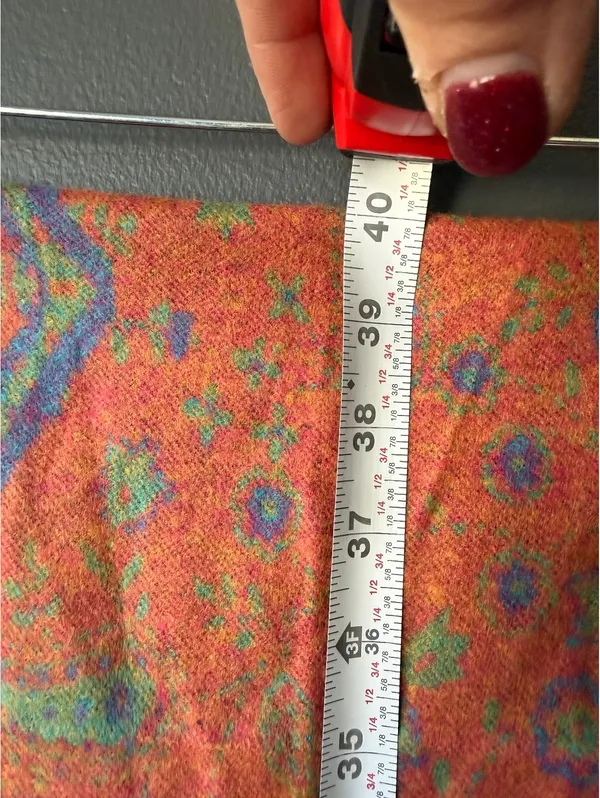 100% Silk Turquoise and Coral Floral Shawl Wrap - Image 8