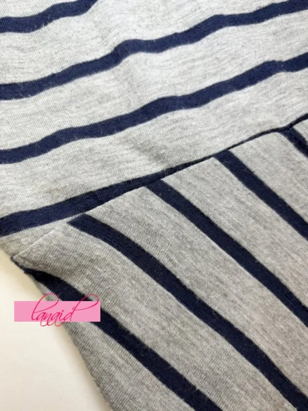 Ginger G Heathered Gray Navy Striped Fit & Flare Skater Asymmetrical A-Line Mini - Image 4