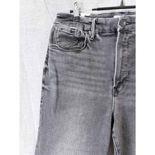 Good American Gray Straight Leg‎ Jeans Washed Black Denim Size 14/32 - Image 8