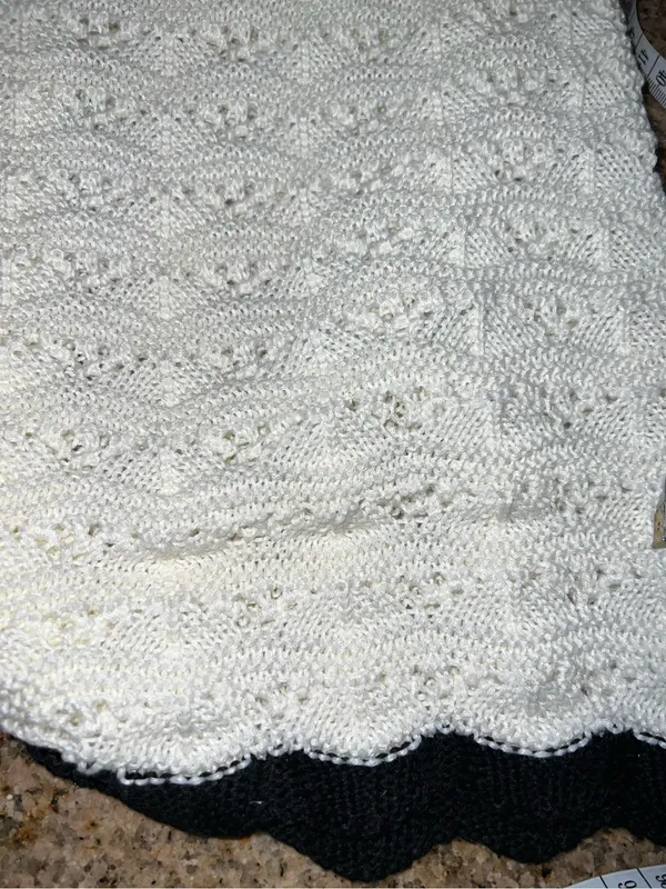 Commense Crochet Knit Crop Top Midi Skirt Set White Black Small NWT - Image 13