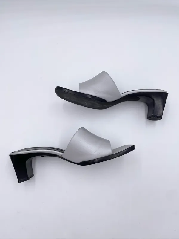 Vintage 90s Y2K Nine West Silver Square Toe Sandal Heels Size 5.5 Retro 2000s - Image 10