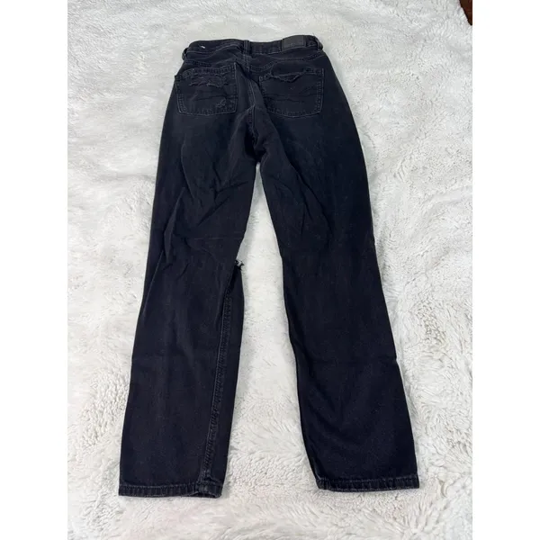 American Eagle Black Distressed Jeans 00 Short Slim Skinny Denim Y2K - Image 3