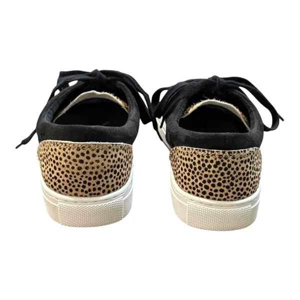 J.Crew Sneakers Women 8.5 Black Leopard Calf Hair Low Top Lace‎ Up AS687 FA20 - Image 3