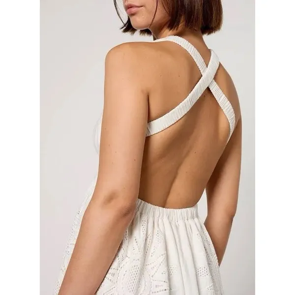 Farm Rio Maxi Dress‎ Large Linen Blend Embroidered Coastal Richelieu - Image 2