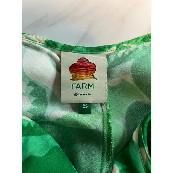 Farm Rio Tropical Cutout Satin Midi Slip Dress Green Size XS Resortwear - Image 13