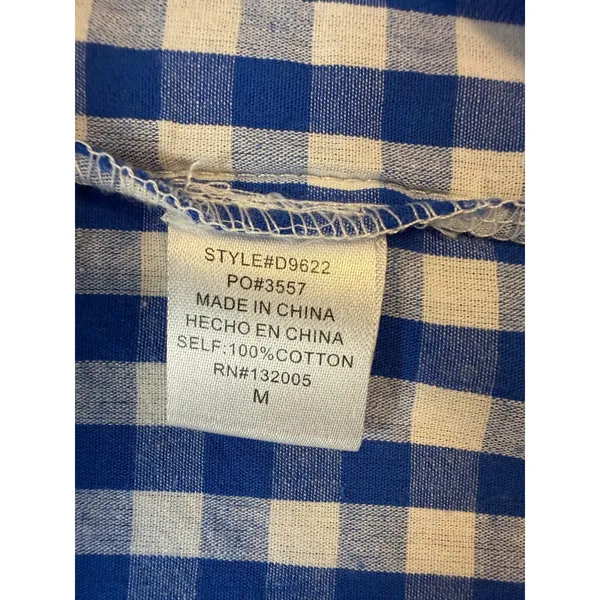 Entro Cottagecore Grandmillennial Blue Gingham Embroidered Ruffle Sleeveless Dress Med - Image 5